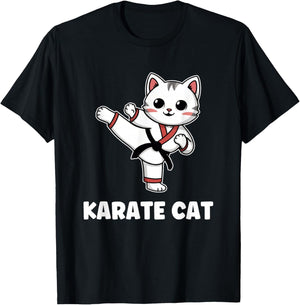 Funny Karate Cat Kawaii Girl Women Karate T-Shirt - T-Shirt | Black