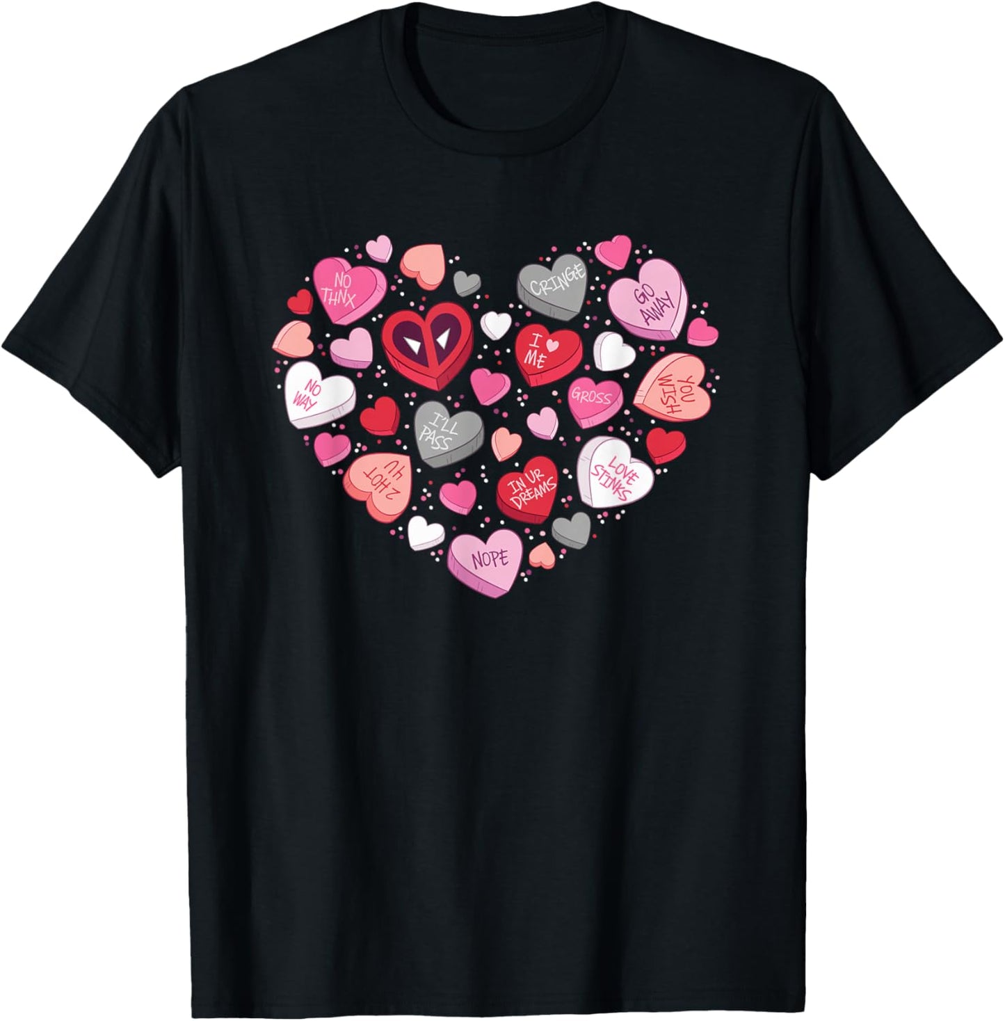 Marvel Valentine’s Day Deadpool Anti-Love Candy Hearts T-Shirt - T-Shirt | Black