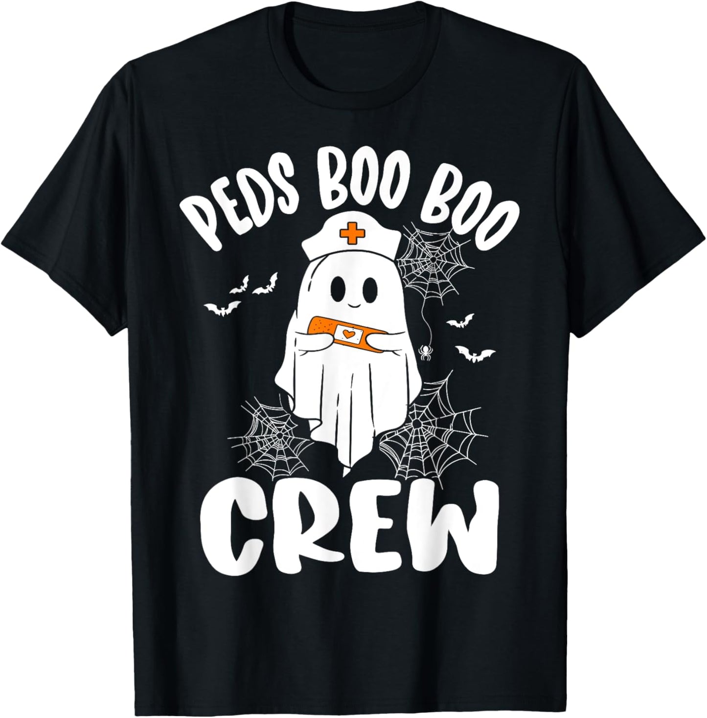 Peds Nurse Boo Crew Nurse Ghost Funny Halloween T-Shirt - T-Shirt | Black