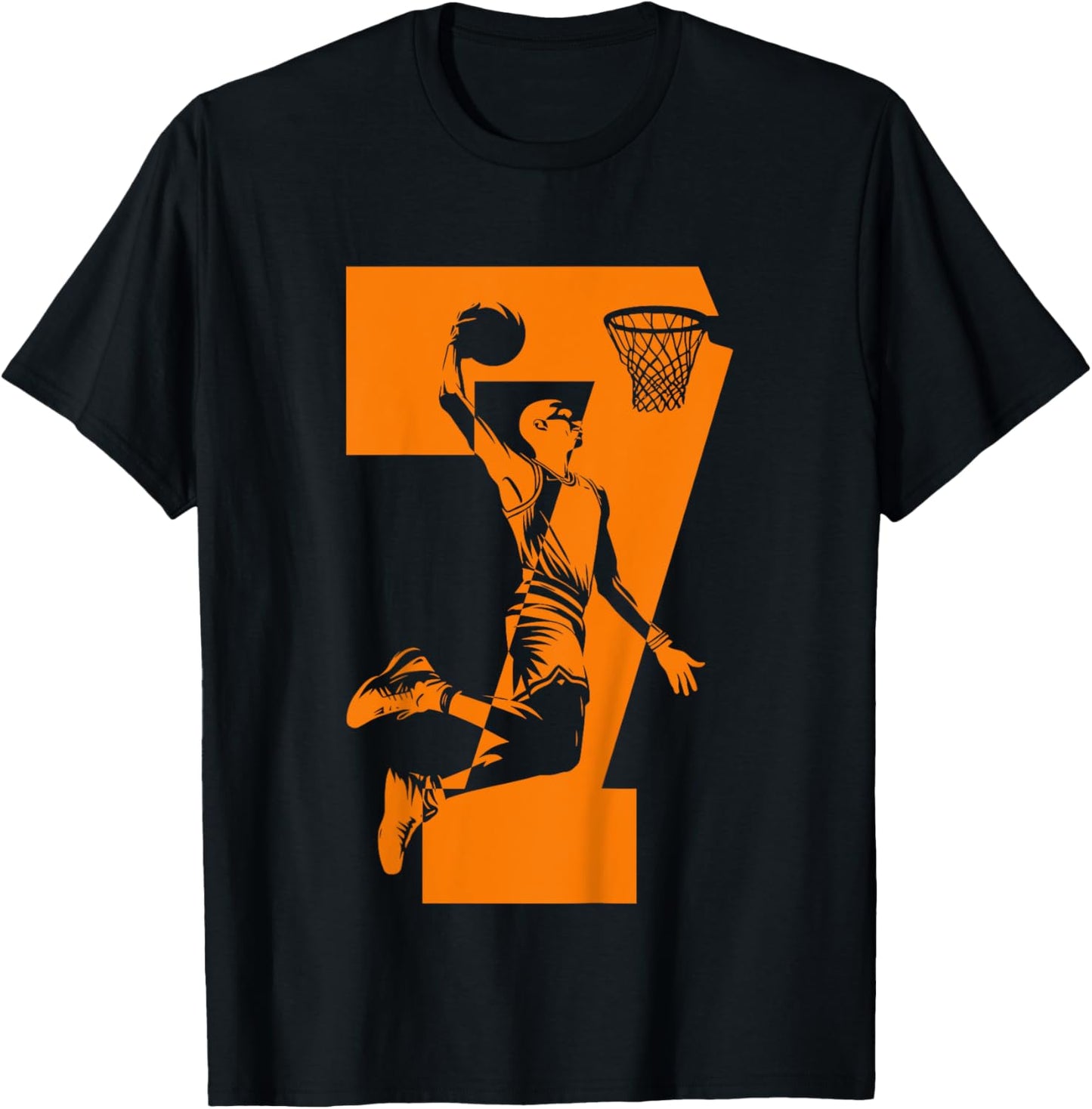 Kids NUMBER 7 BASKETBALL 7TH BIRTHDAY T-Shirt - T-Shirt | Black