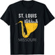 St Louis Skyline Souvenir Saxophone Jazz Music St Louis T-Shirt - T-Shirt | Black