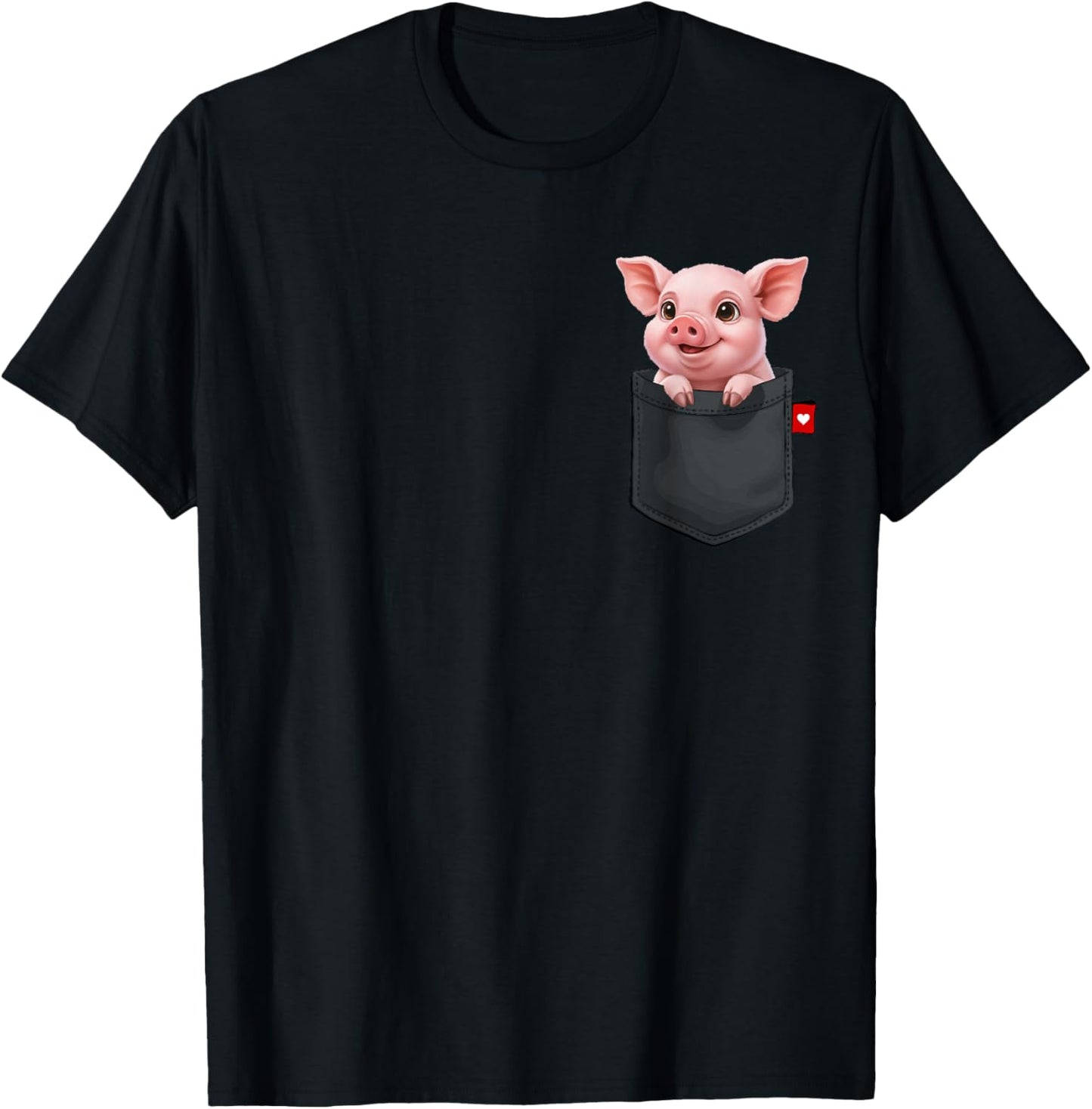 Pig In Pocket Looking At A Cute Pig Animal T-Shirt - T-Shirt | Black