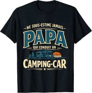 Papa Camping-Car Humour Cadeau Homme Campeur Vintage T-Shirt - T-Shirt | Black