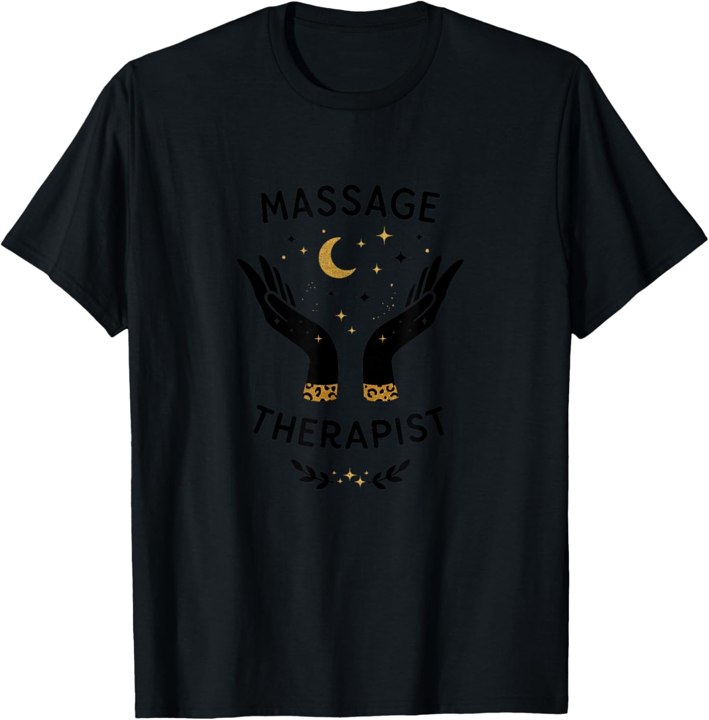 Massage Therapist Celestial Hands Minimal Spa Graphic T-Shirt - T-Shirt | Black