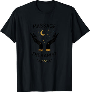 Massage Therapist Celestial Hands Minimal Spa Graphic T-Shirt - T-Shirt | Black