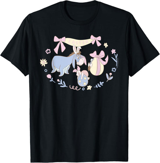 Disney Winnie The Pooh Piglet & Eeyore Easter Egg Spring T-Shirt - T-Shirt | Black