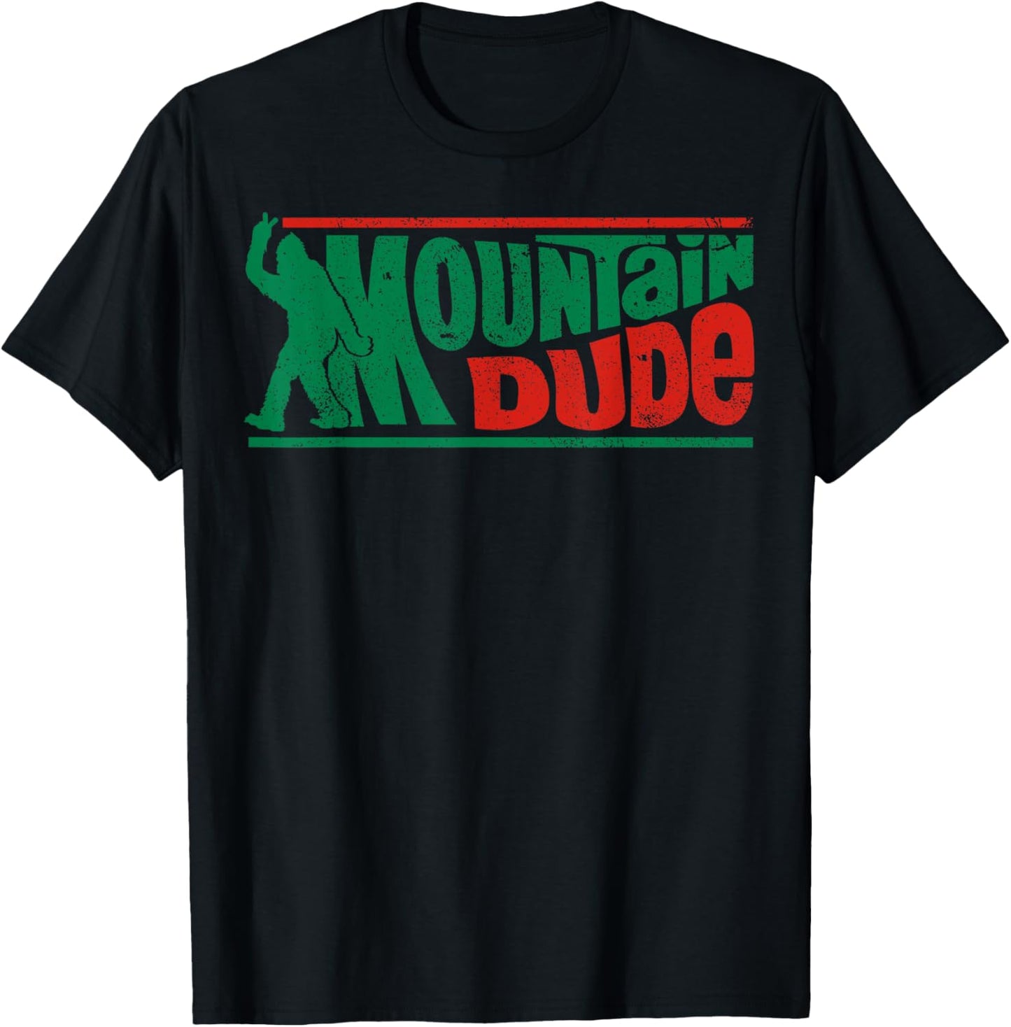 Mountain Dude Funny Bigfoot Sasquatch Rock On Hiking T-Shirt - T-Shirt | Black