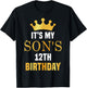Its My Son's 12th Birthday 12 Years Old Golden Bday T-Shirt - T-Shirt | Black