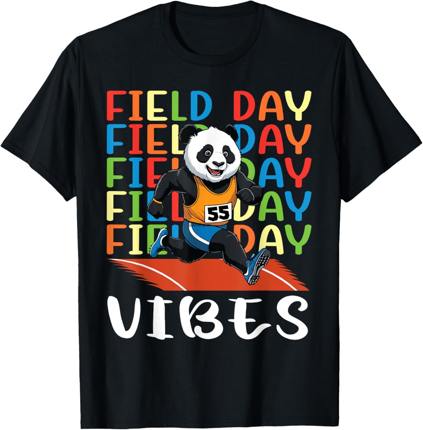 Field Day Field Day Field Day Vibes Running Panda Athlete T-Shirt - T-Shirt | Black