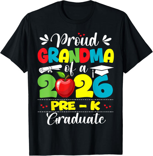 Proud Grandma of 2026 Pre-K Graduate Mothers Day Graduation T-Shirt - T-Shirt | Black