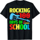 Rocking 100 Days of School Music Lover Students Teacher T-Shirt - T-Shirt | Black