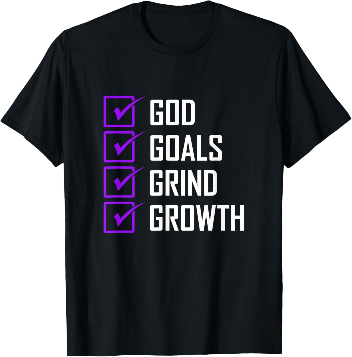 Purple Color Goals Grind Growth Purple Graphic T-Shirt - T-Shirt | Black