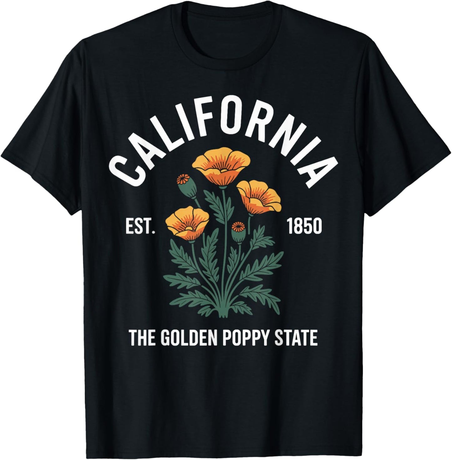 California Golden Poppy State T-Shirt - T-Shirt | Black