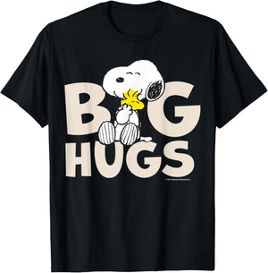 Peanuts - Snoopy Woodstock Big Hugs T-Shirt - T-Shirt | Black