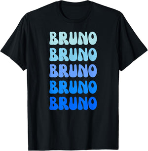 Bruno Retro Name Stack Design T-Shirt - T-Shirt | Black