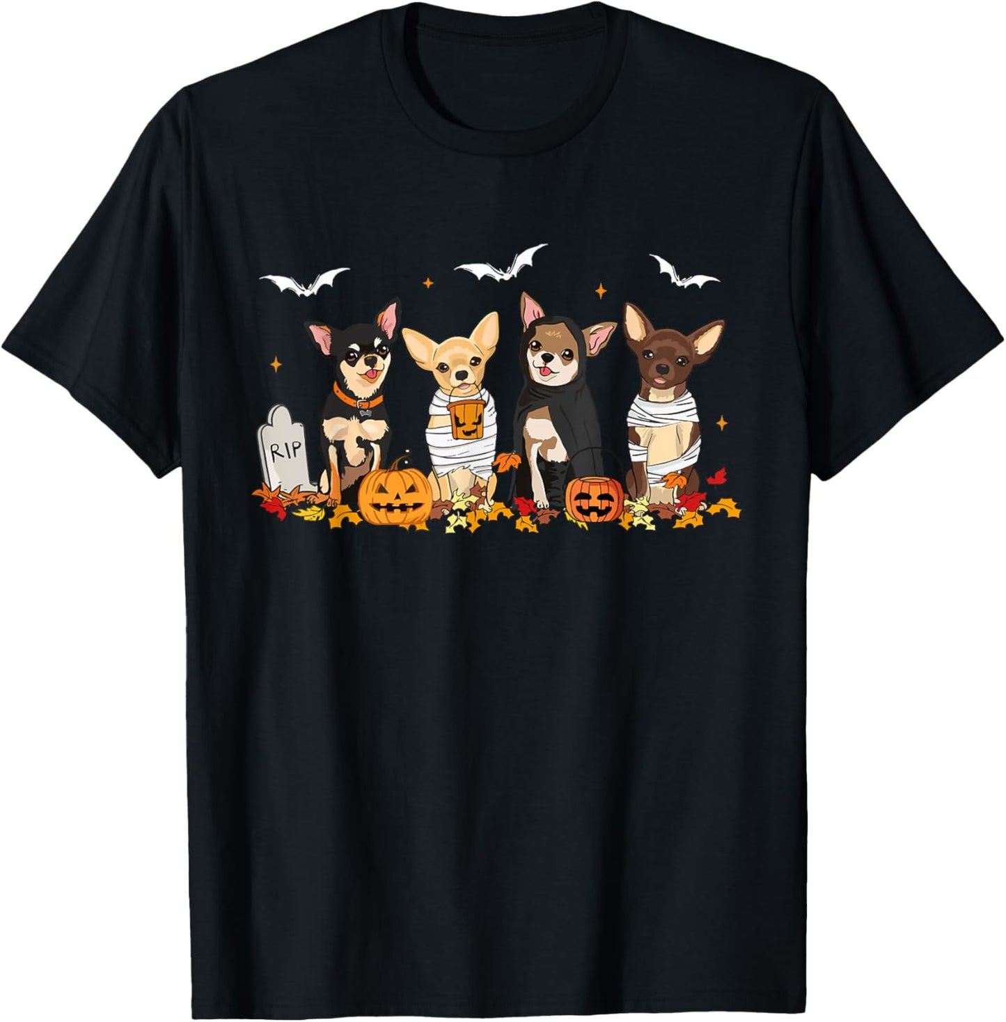 Funny Pumpkin Ghost Chihuahua Halloween Chihuahua Dog Mom Women T-Shirt - T-Shirt | Black