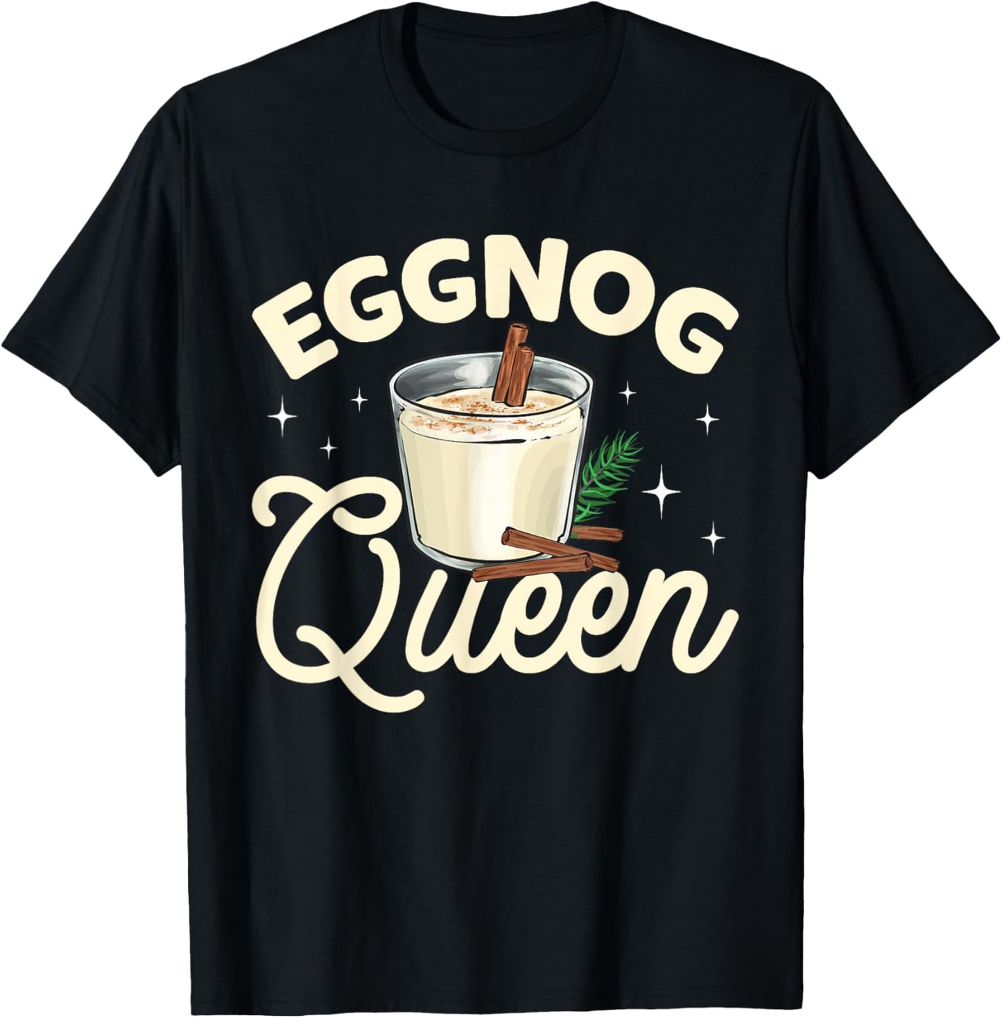 Eggnog Queen Xmas Merry Christmas T-Shirt - T-Shirt | Black