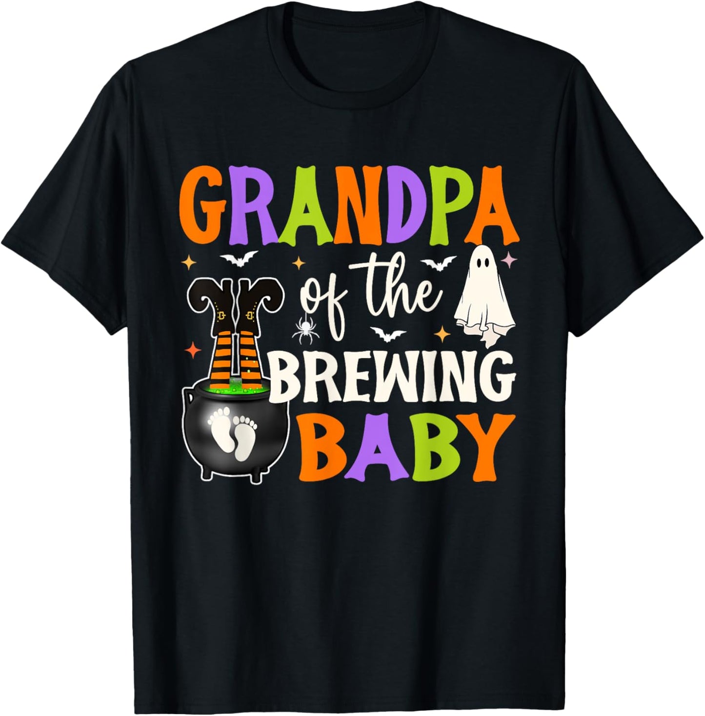 Grandpa of Brewing Baby Halloween Theme Baby Shower Spooky T-Shirt - T-Shirt | Black