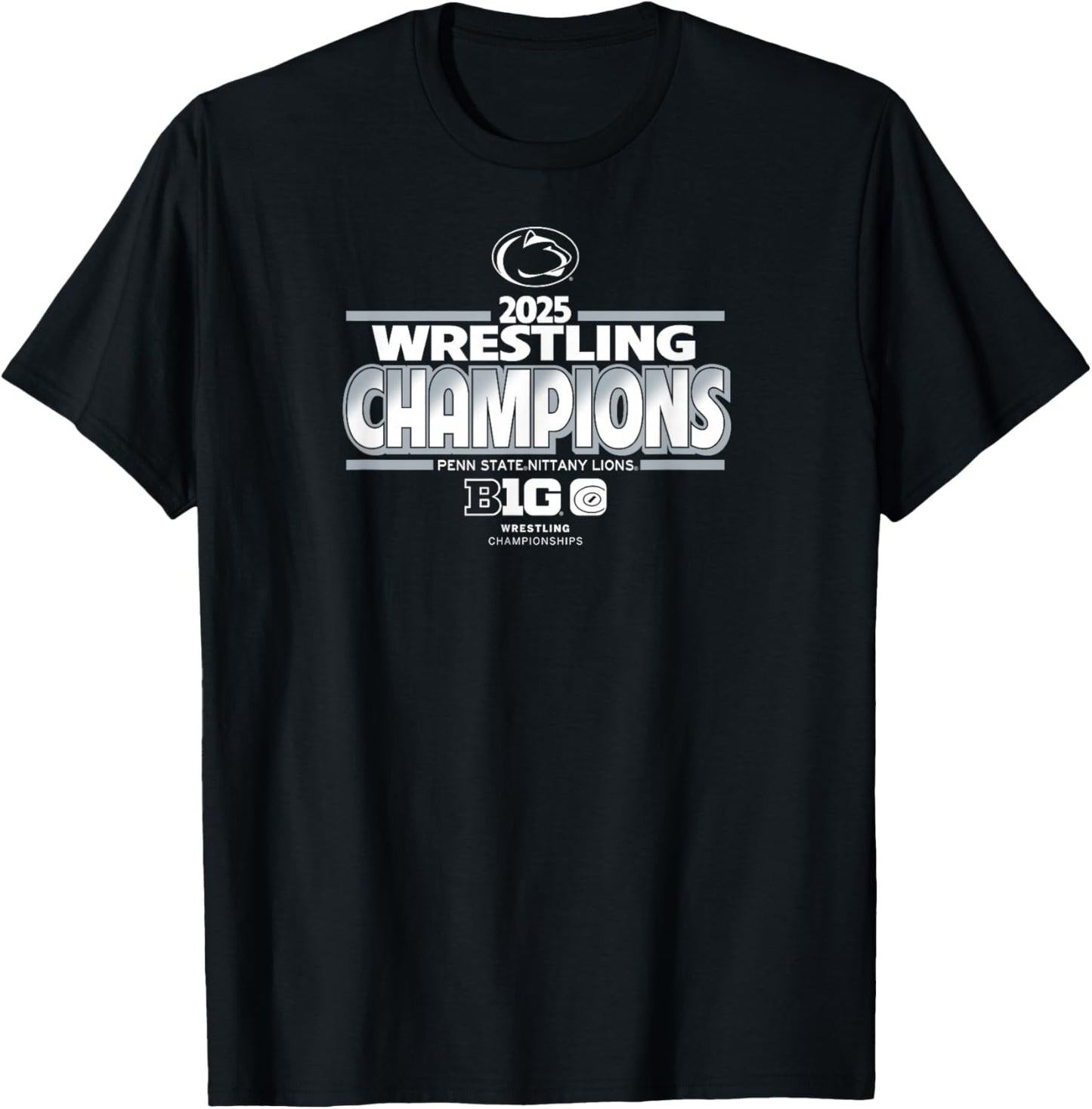 Penn State Nittany Lions Wrestling Big Ten Champs 2025 Navy T-Shirt - T-Shirt | Black