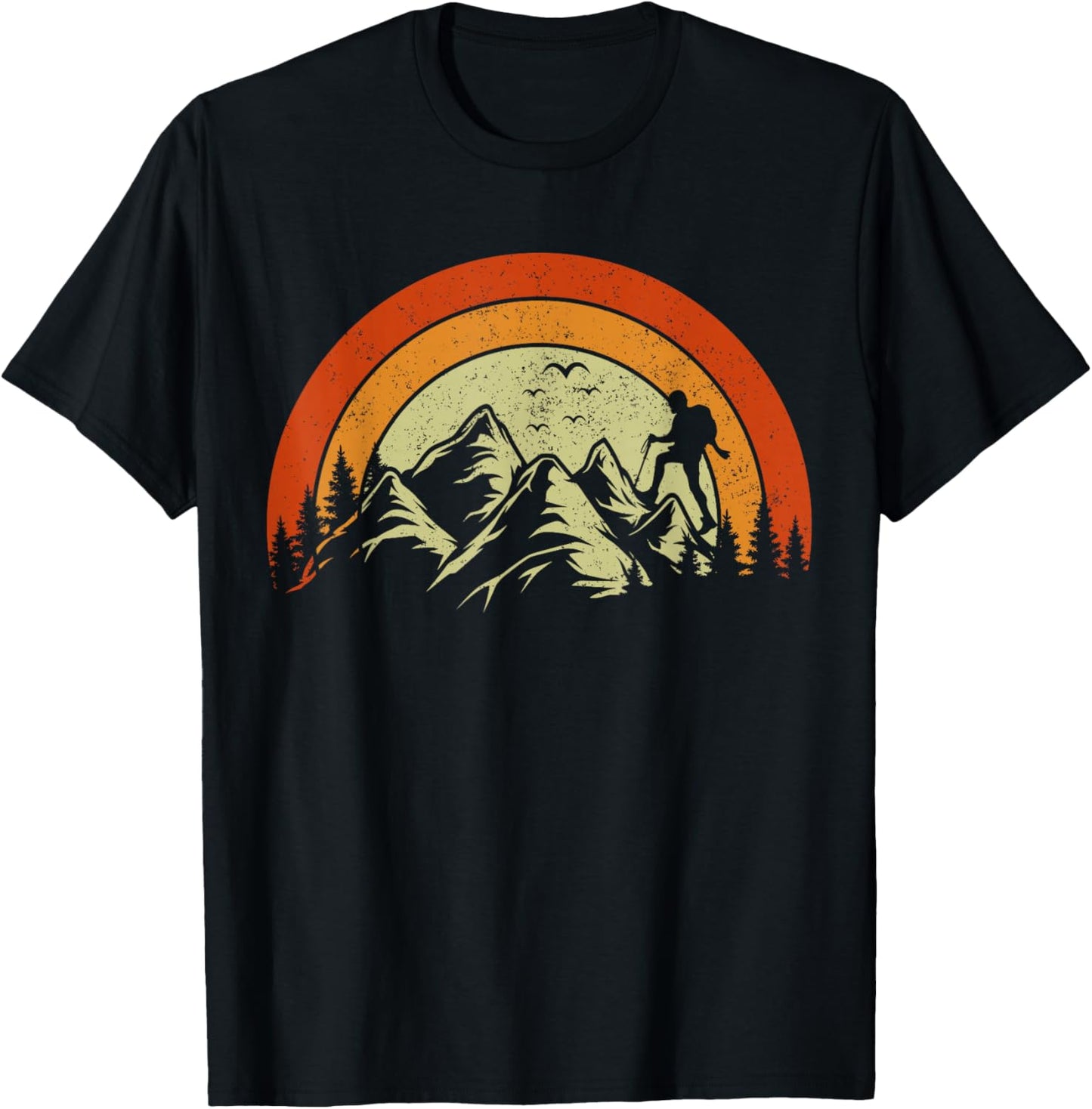 Forest Trees Mountain Hiking Wildlife Nature Outdoor Hiker T-Shirt - T-Shirt | Black