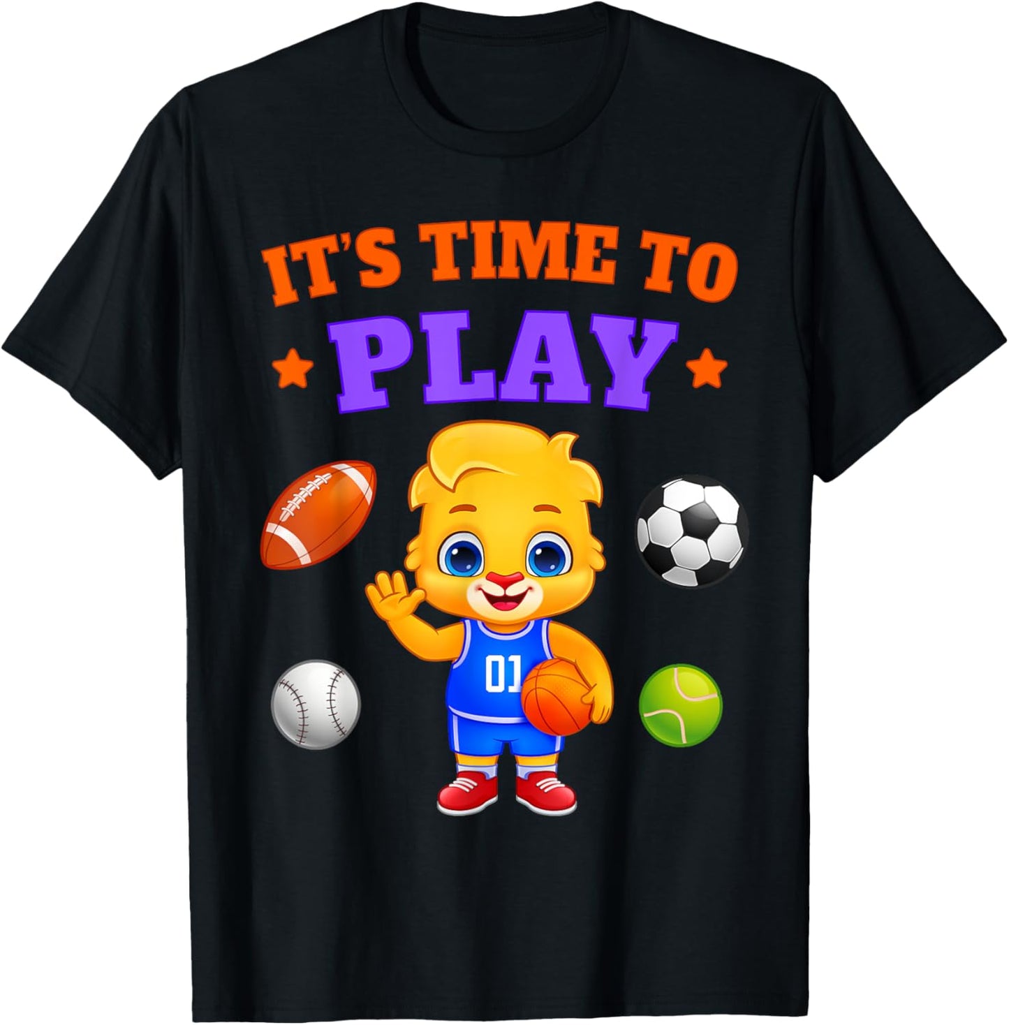 It's Time to Play Sportsman | Lucas & Friends Kids Sports T-Shirt - T-Shirt | Black