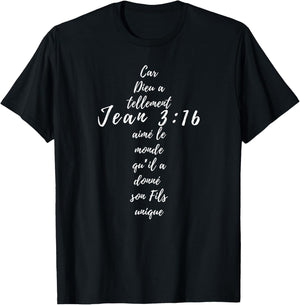 Jean 3 16 Croix Chrétienne Cadeaux Religion Verset Bible Haut de Gamme T-Shirt - T-Shirt | Black