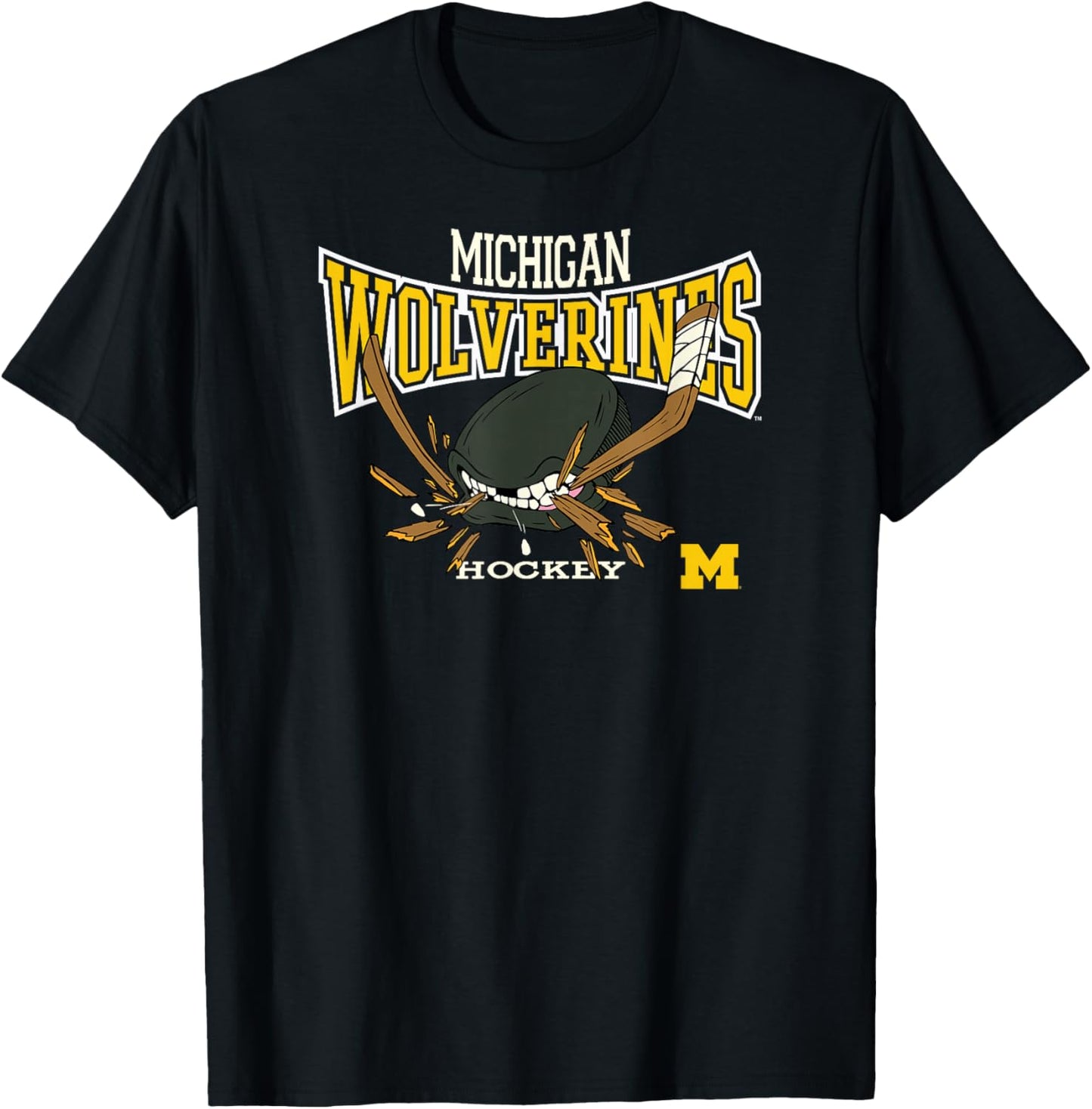 Michigan Wolverines Hockey Bite Navy Officially Licensed T-Shirt - T-Shirt | Black