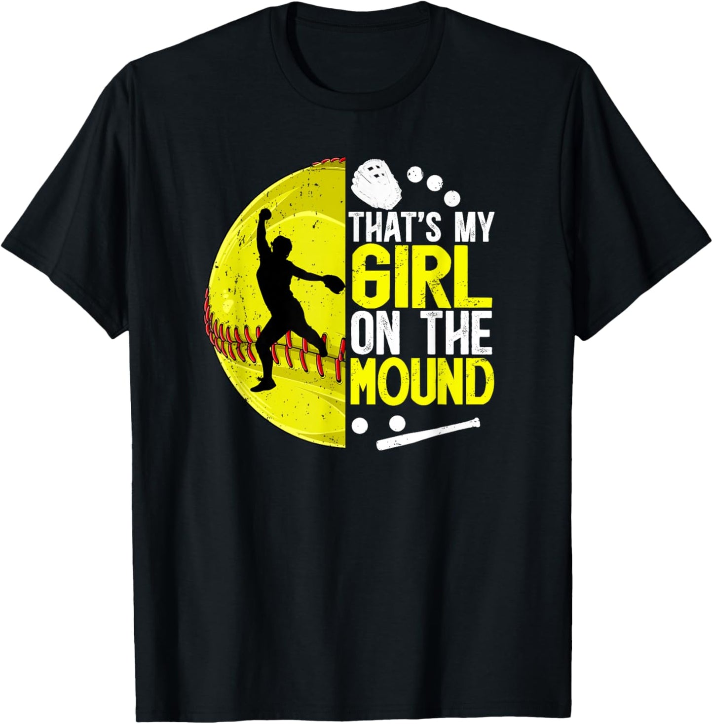 That's My Girl Softball Pitcher Mom Softball Pitcher Mama T-Shirt - T-Shirt | Black
