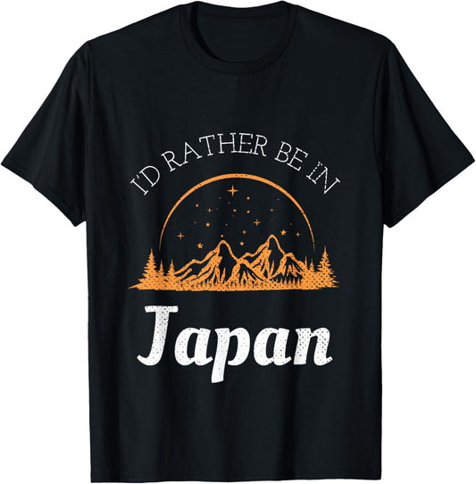 Retro & Vintage I'd Rather Be In Japan Black Vintage Casual -Adults T-Shirt - T-Shirt | Black