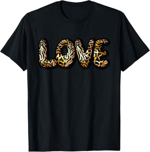 Love Tiger Pattern T-Shirt - T-Shirt | Black