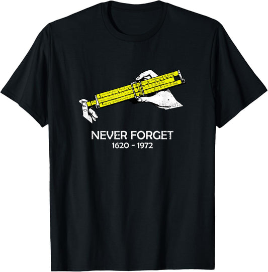 Slide Rule Never Forget 1620-1972 Retro Design T-Shirt - T-Shirt | Black