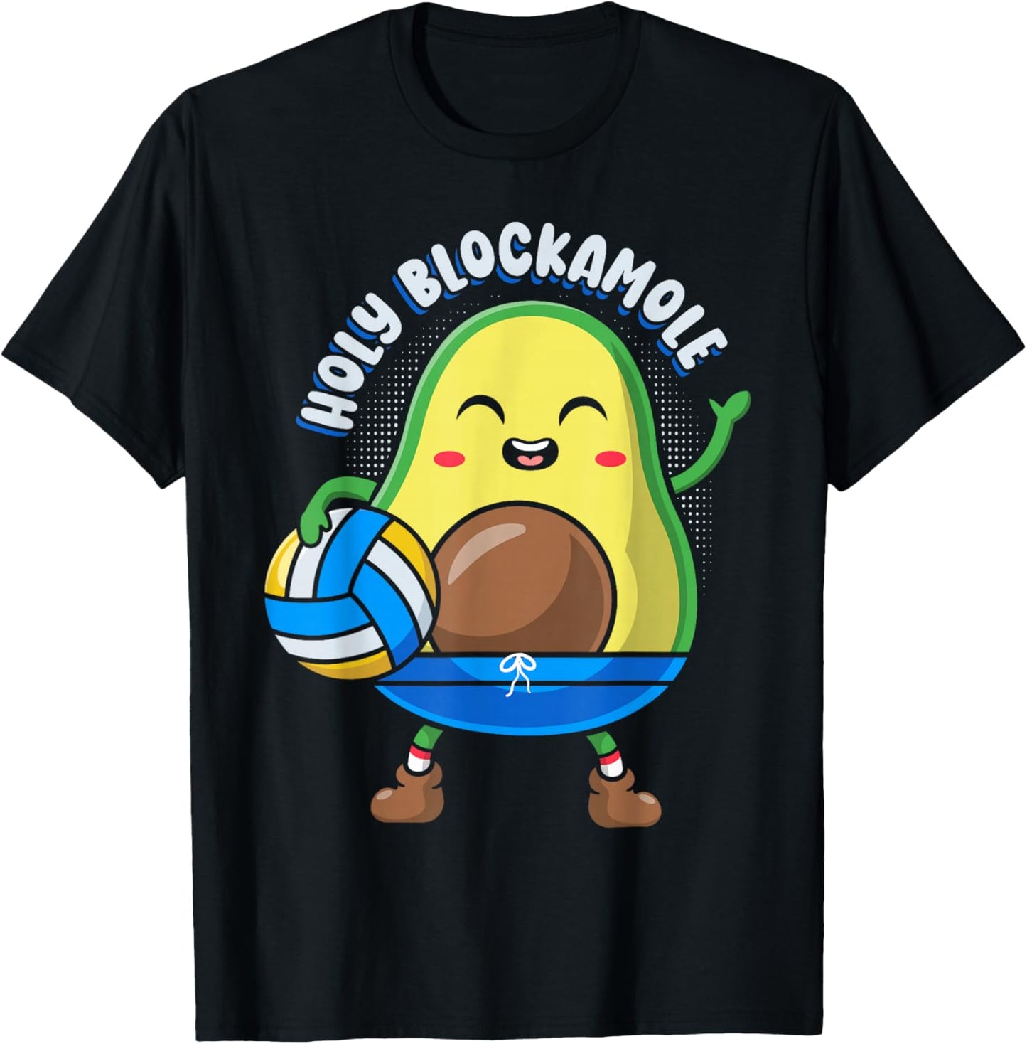 Funny Volleyball Avocado Lover Holy Blockamole T-Shirt - T-Shirt | Black