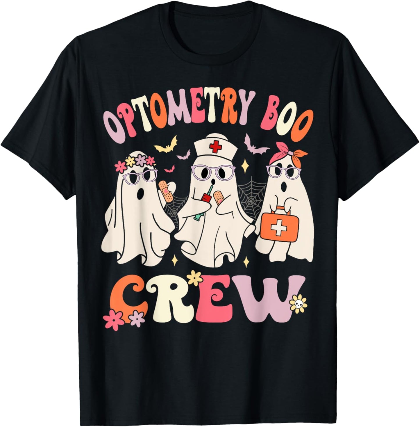 Optometry Boo Crew Optometrist Halloween Eye Doctor Funny T-Shirt - T-Shirt | Black