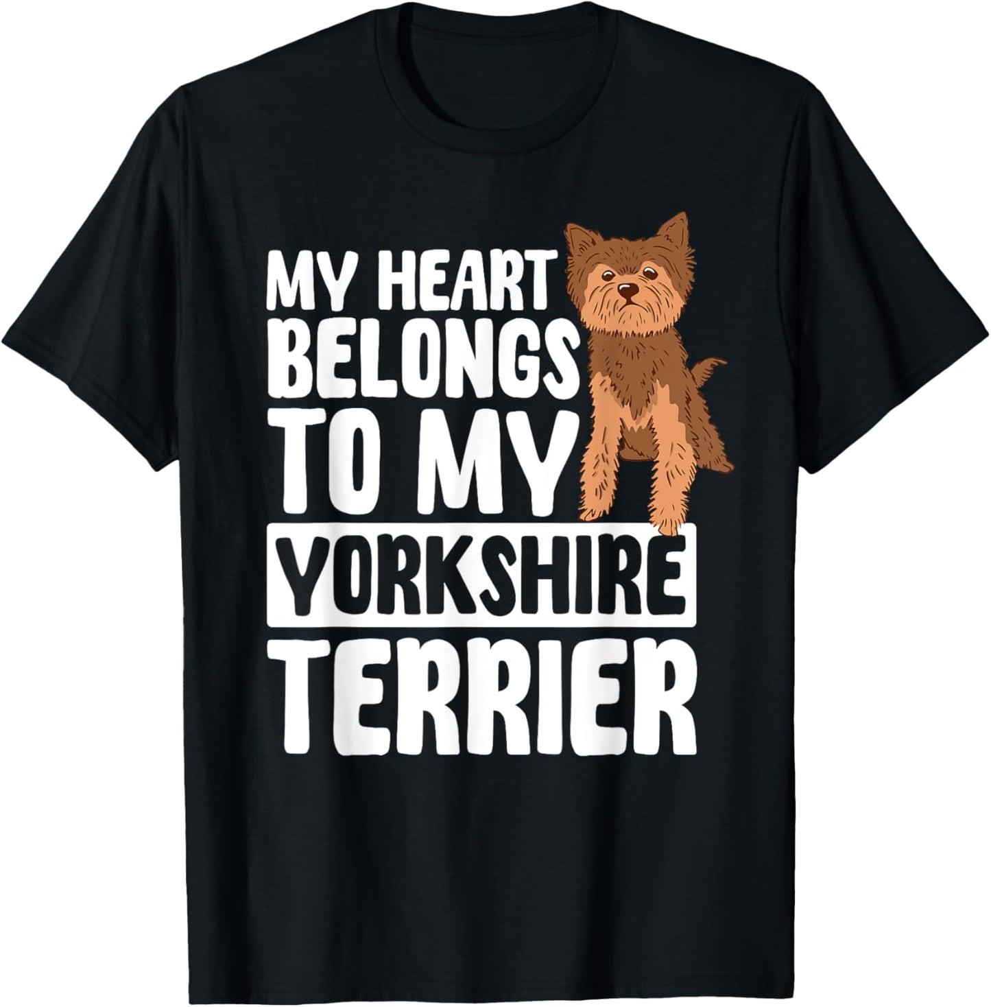 Yorkshire Terrier Heart Yorkie British Dog Breed Fur Parent Men Women T-Shirt - T-Shirt | Black