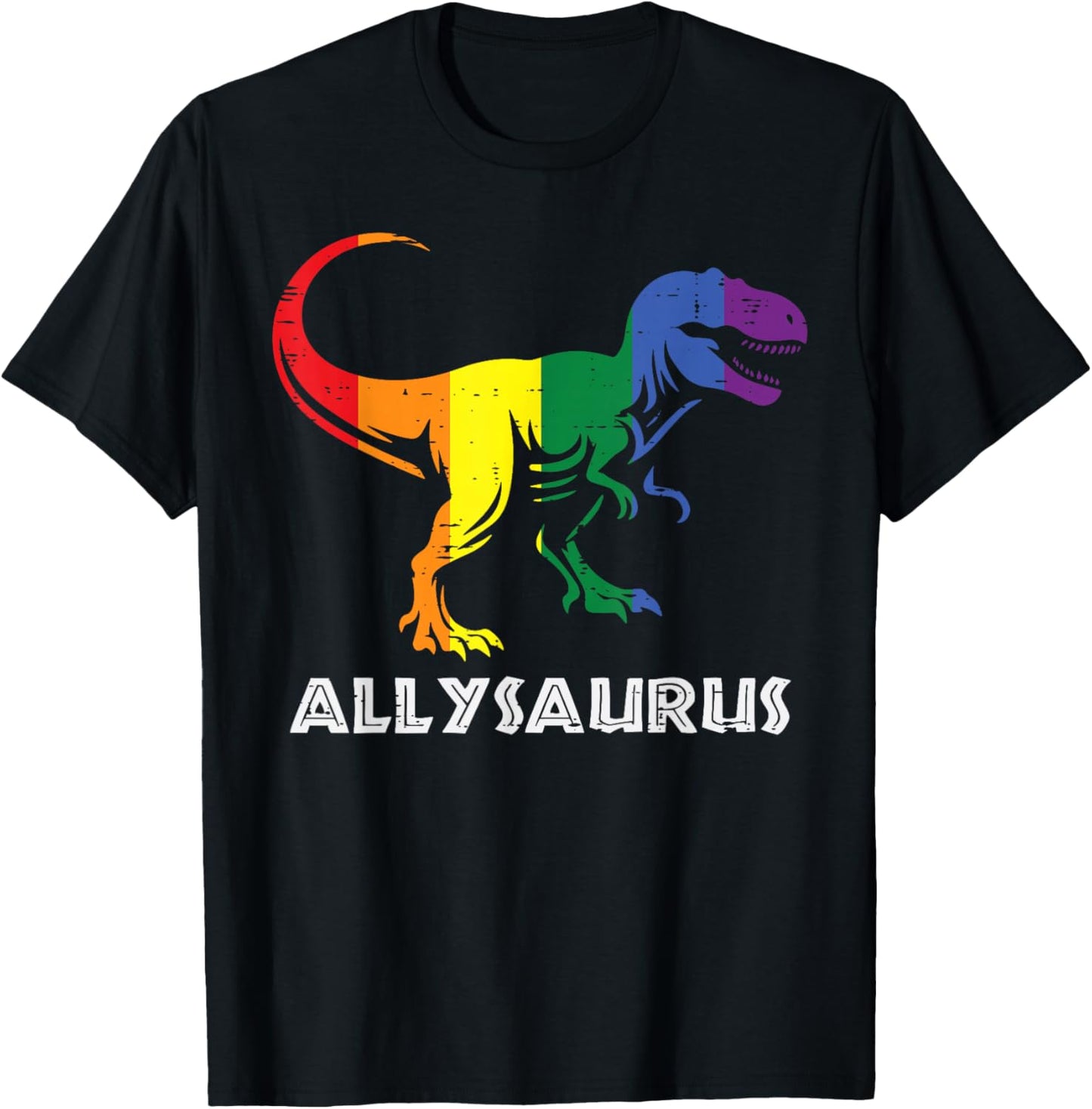 Gay Pride Month Allysaurus Trex Dino LGBTQ Ally Boys Kids T-Shirt - T-Shirt | Black