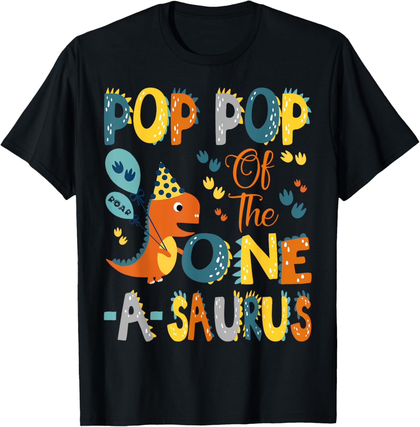Pop Pop Of The One-A-Saurus 1St Birthday Dinosaur Party T-Shirt - T-Shirt | Black