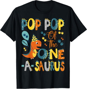 Pop Pop Of The One-A-Saurus 1St Birthday Dinosaur Party T-Shirt - T-Shirt | Black