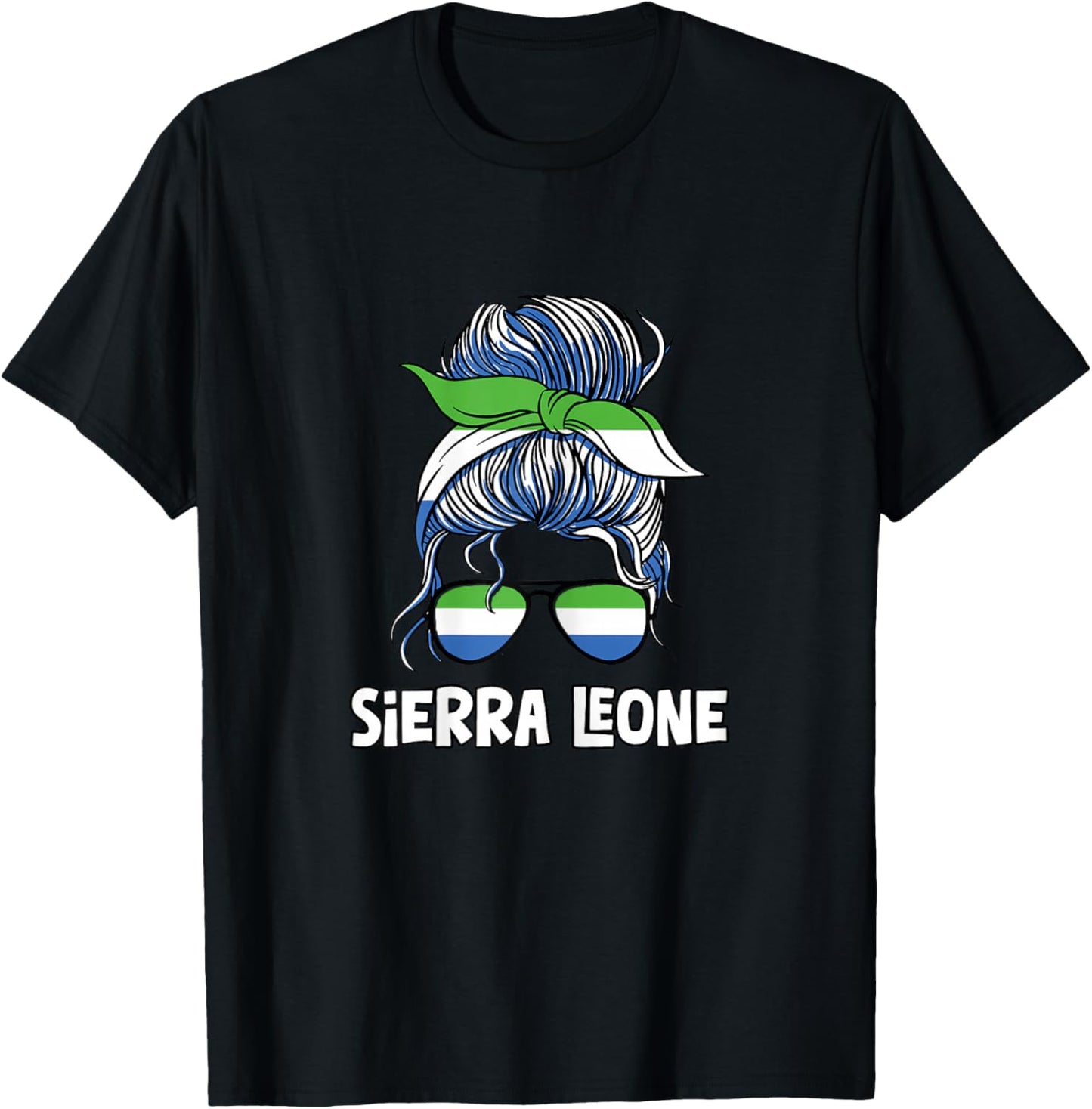 Sierra Leone Girl African Girls Flag T-Shirt - T-Shirt | Black