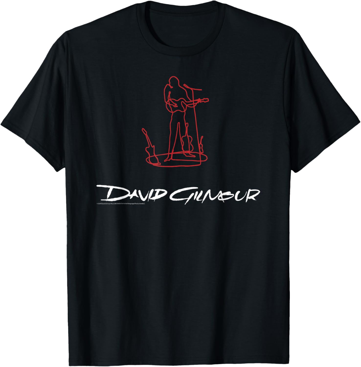 Official David Gilmour Sketched Art White T-Shirt - T-Shirt | Black