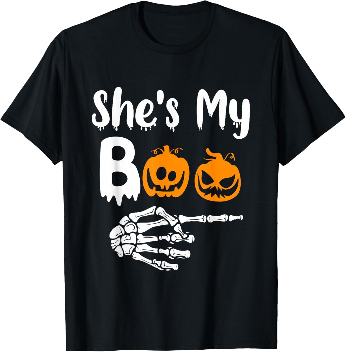 She's My Boo Matching Halloween Pajama Couples He's My Boo T-Shirt - T-Shirt | Black