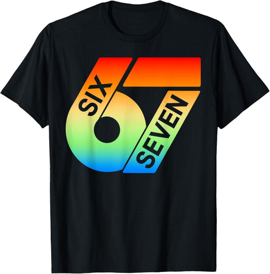 Six Seven 67 Buntes 6 7 Gen Alpha Slang Lustiges 6-7 Meme T-Shirt - T-Shirt | Black