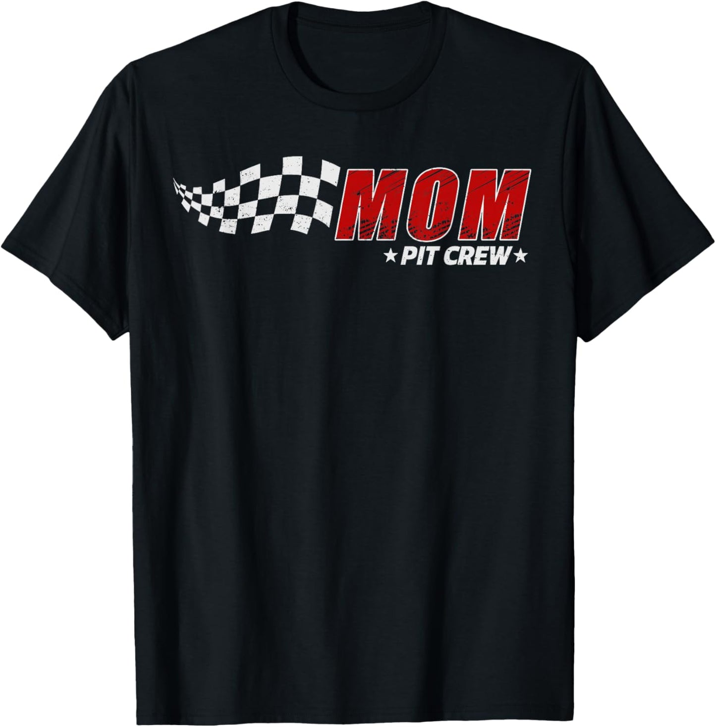 Mom Pit Crew Race Car Birthday Family Matching Pit Crew T-Shirt - T-Shirt | Black