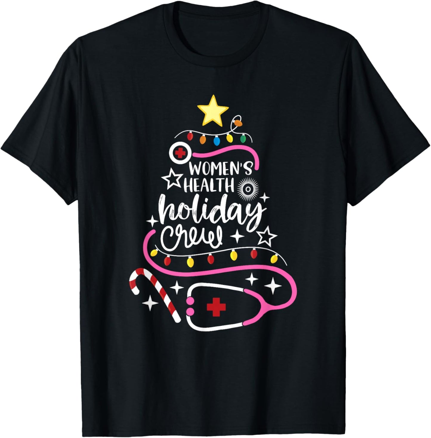 Women's Health Holiday Crew Xmas OB-GYN Nurse Secretary T-Shirt - T-Shirt | Black