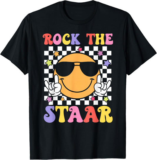 Smile Face Groovy Teacher T-Shirt - T-Shirt | Black