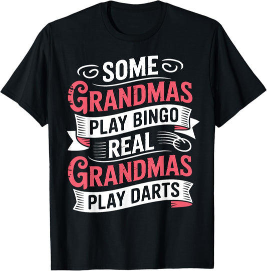 Grandma Darts Player Woman Plays Darts T-Shirt - T-Shirt | Black