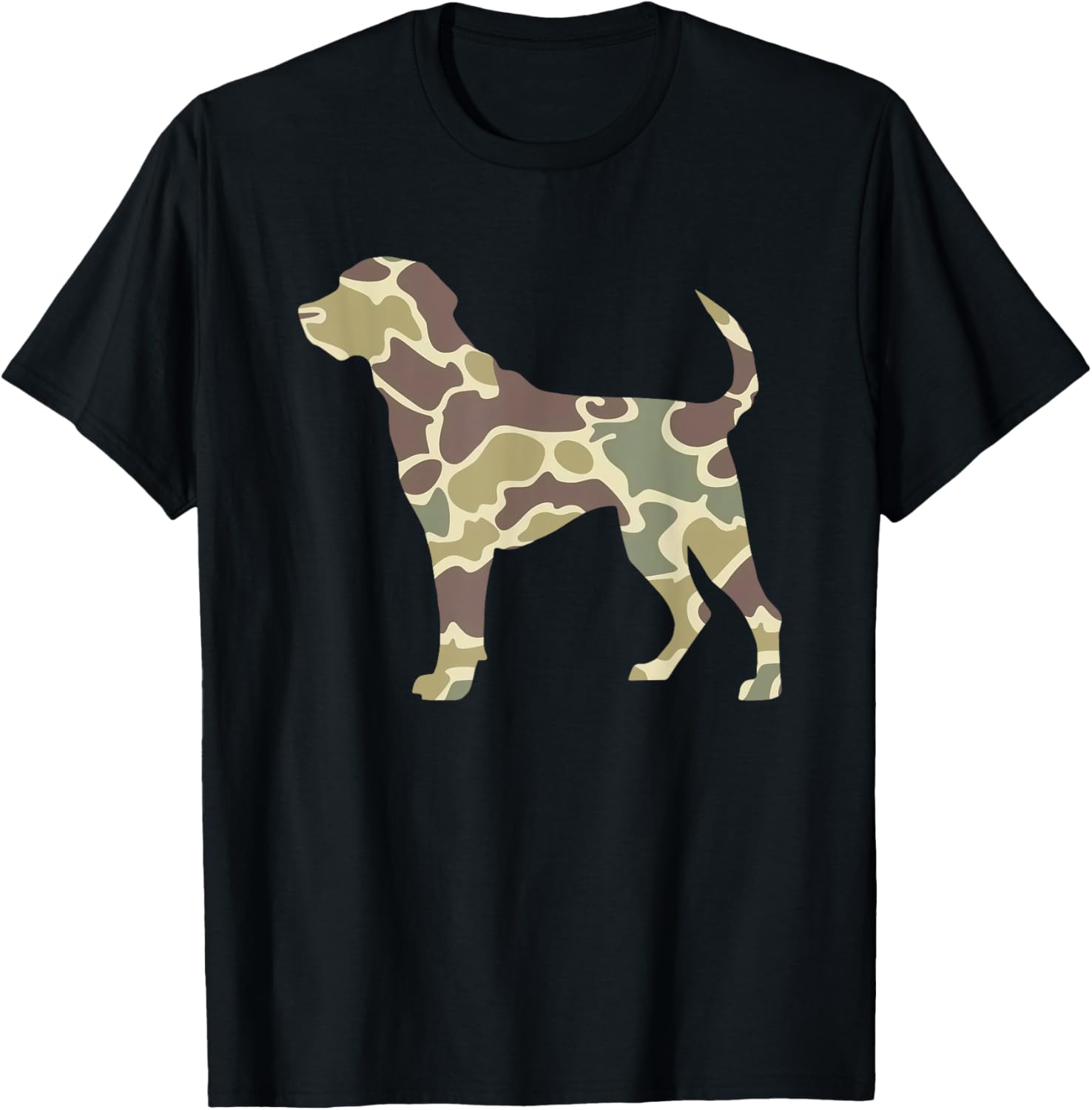 Old School Camo Hunting Dog, Camouflage Pitbull Dog Mom Dad Men Women T-Shirt - T-Shirt | Black