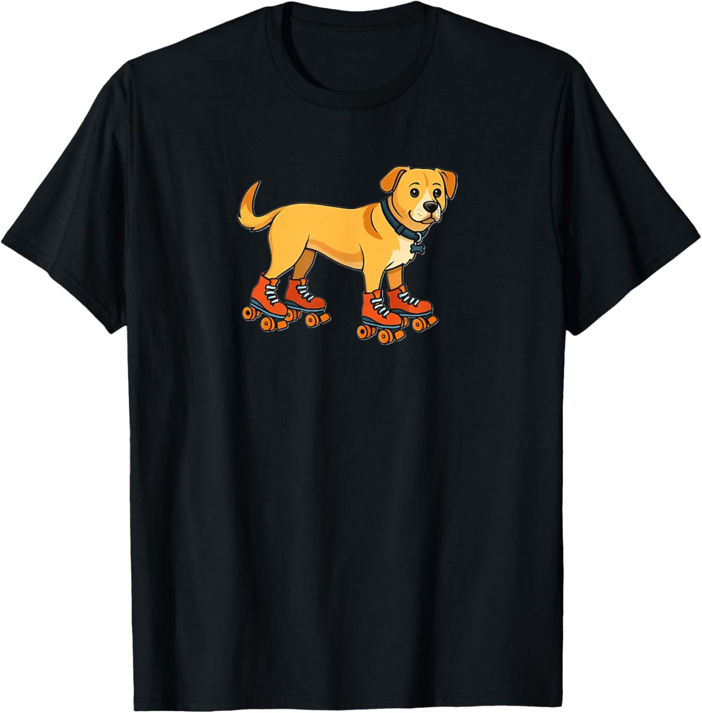 Dog on Roller Skates | Cute Funny Skating Pup T-Shirt - T-Shirt | Black