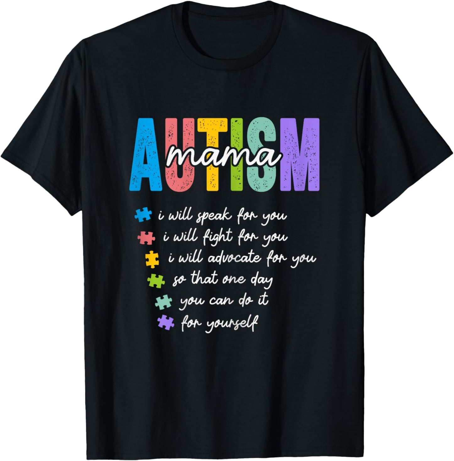 Autism Mama I Will Fight For You Until You Can Autism Mom T-Shirt - T-Shirt | Black