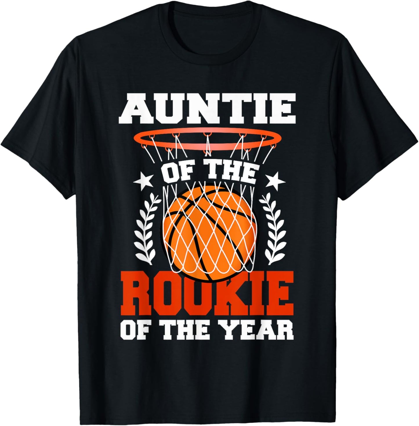 Auntie Of Rookie 1st Basketball Birthday Theme Matching T-Shirt - T-Shirt | Black