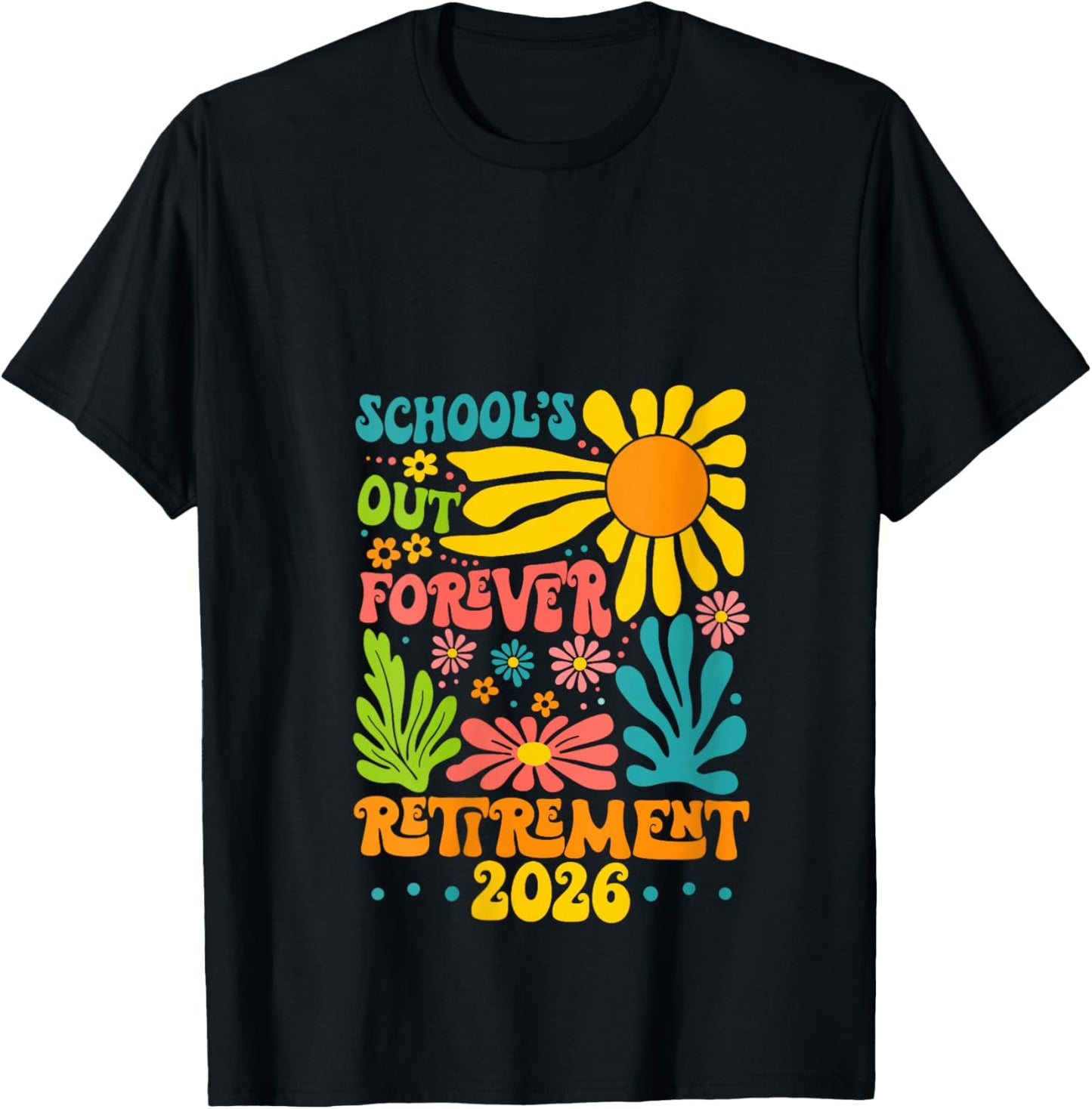 Women's School's Out Forever Retirement 2026 Summer Retired Teachers V-Neck T-Shirt - T-Shirt | Black